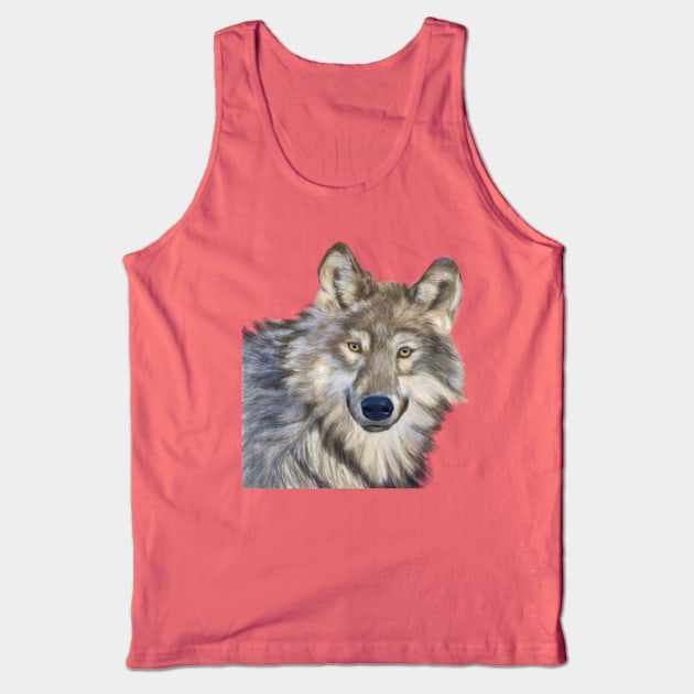 Original hand-painted digital Wolf Tank Top by Dudzik Art